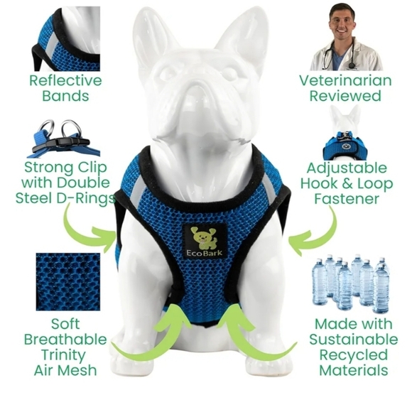 EcoBark Step in Dog Harness Reflective Soft Ultra Padded Mesh Dog Harnesses, S - Picture 4 of 10